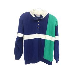 Sporting Club Green Blue Lined Sweatshirt Size M